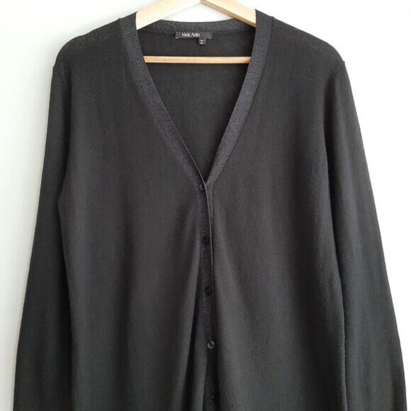 MARC AUREL \ V-Neck Button Down Fine Knit Long Cardigan Black Sz M | Eu 40 - Picture 3 of 13
